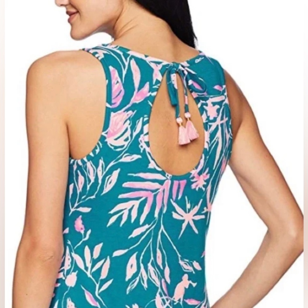 LILLY PULITZER | Teal & Pink Noemi Fringe Tank | S - Picture 2 of 4